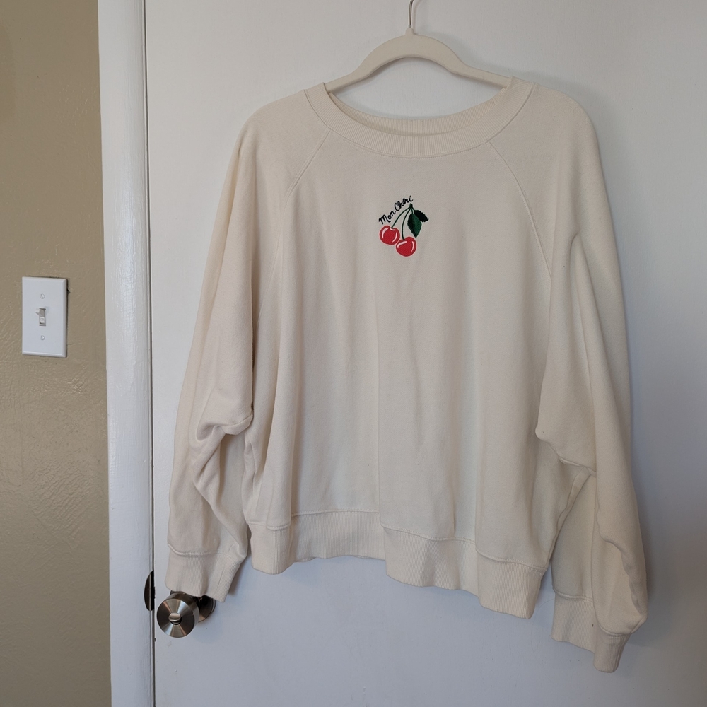 Old Navy Cream Sweatshirt with Embroidery